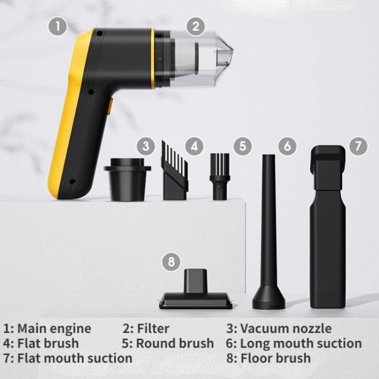 6-in-1 Car Handheld Vacuum Cleaner Multifunctional Strong Suction Air Pump, Color: Upgraded Brushless Yellow - Vacuum Cleaner by buy2fix | Online Shopping UK | buy2fix