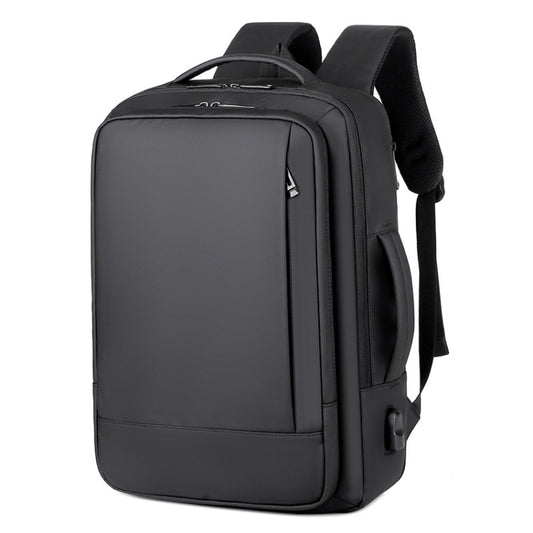 Expandable Business Waterproof Laptop Backpack With USB Port(Black) - Backpack by buy2fix | Online Shopping UK | buy2fix