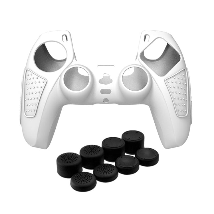 For PS5 Gamepad Silicone Protective Case Anti-Skid Soft Silicone Cover, Color: White+8 Hats - Cases by buy2fix | Online Shopping UK | buy2fix