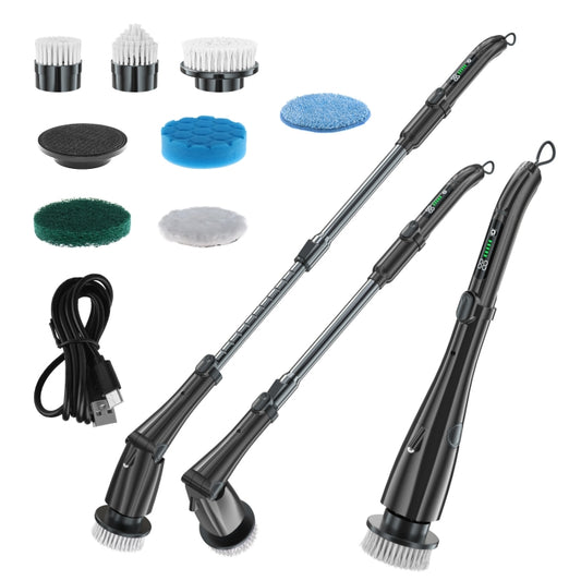 Multifunctional Long and Short Dual Purpose Electric Cleaning Brush Kitchen Bathroom Window Floor Brush(Black) - Sponges, Cloths & Brushes by buy2fix | Online Shopping UK | buy2fix