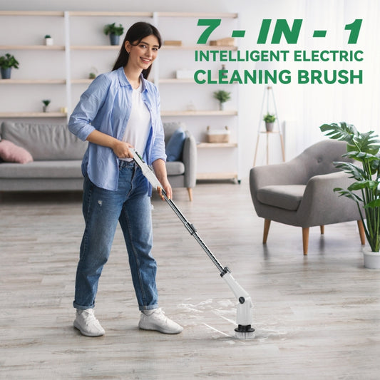 Multifunctional Long and Short Dual Purpose Electric Cleaning Brush Kitchen Bathroom Window Floor Brush(Black) by buy2fix