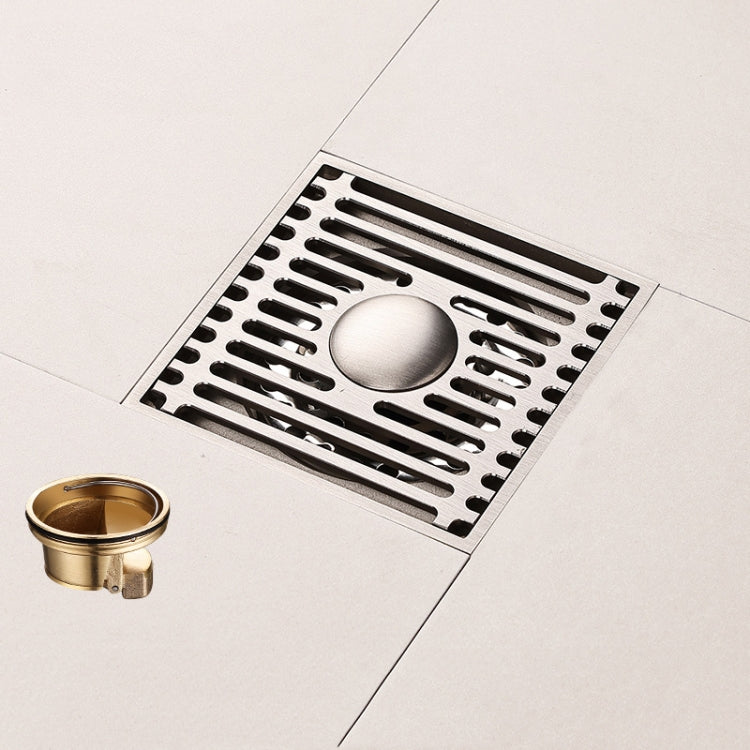 All Copper Brushed Anti-Odor Floor Drain Gravity Copper Core Bathroom Floor Drain, Specification: Square Fine Sculpture Dual Use - Drain Strainers by buy2fix | Online Shopping UK | buy2fix