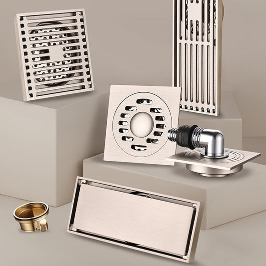 All Copper Brushed Anti-Odor Floor Drain Gravity Copper Core Bathroom Floor Drain, Specification: 8x20cm Long Invisible Medium Drain by buy2fix