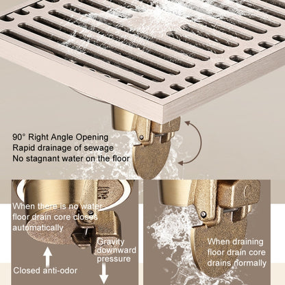 All Copper Brushed Anti-Odor Floor Drain Gravity Copper Core Bathroom Floor Drain, Specification: 8x20cm Long Invisible Medium Drain - Drain Strainers by buy2fix | Online Shopping UK | buy2fix