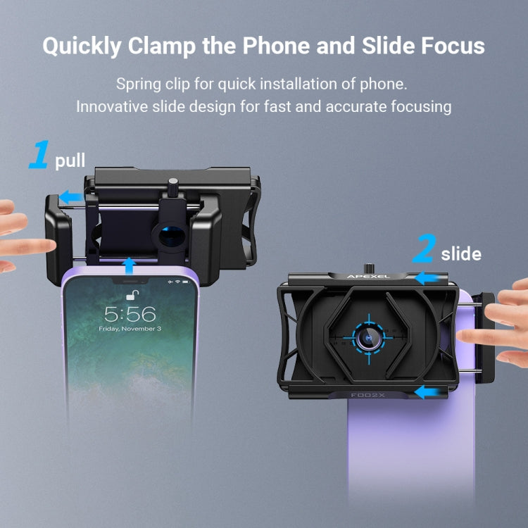 APEXEL F002X Universal Phone Adapter for Monoculars Binoculars Smartphone Holder Clip(Black) - Lens & Accessories by APEXEL | Online Shopping UK | buy2fix