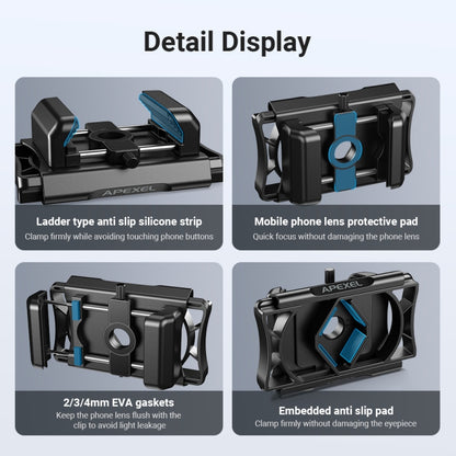 APEXEL F002X Universal Phone Adapter for Monoculars Binoculars Smartphone Holder Clip(Black) - Lens & Accessories by APEXEL | Online Shopping UK | buy2fix