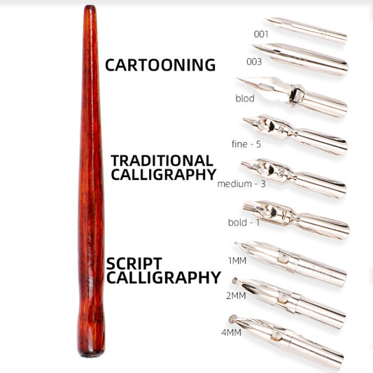 9 Calligraphy Nibs+ Dip Pen Set For Cartoon Sketching Art Drawing by buy2fix
