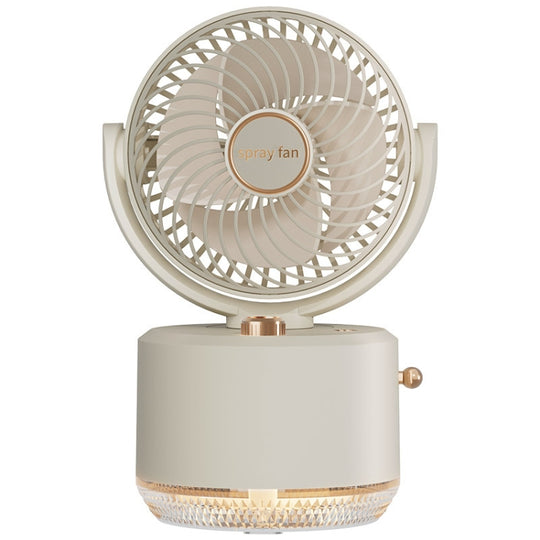 USB Charging Cooler Air Conditioning Fan Desktop Cooling Fan Swing Humidifier(Beige)