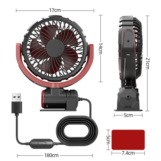 Car Foldable Steering USB Single-Head Fan(Black Red) by buy2fix