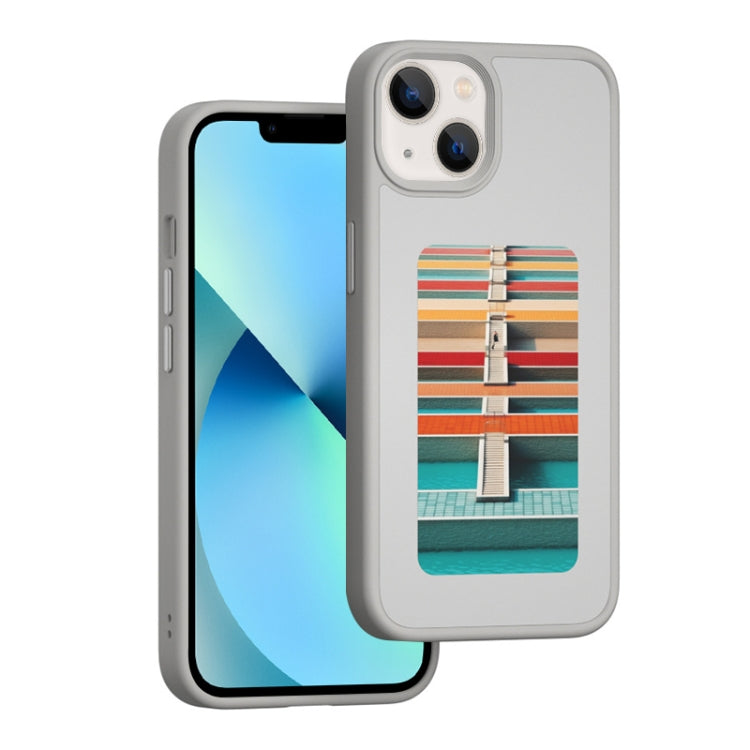 For iPhone 13 NFC Four-Color E-ink Screen DIY Phone Case(Gray) - iPhone 13 Cases by buy2fix | Online Shopping UK | buy2fix