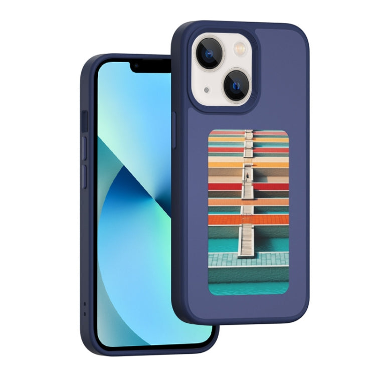 For iPhone 13 NFC Four-Color E-ink Screen DIY Phone Case(Blue) - iPhone 13 Cases by buy2fix | Online Shopping UK | buy2fix