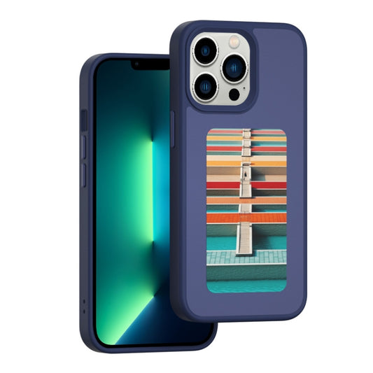 For iPhone 13 Pro NFC Four-Color E-ink Screen DIY Phone Case(Blue) - iPhone 13 Pro Cases by buy2fix | Online Shopping UK | buy2fix