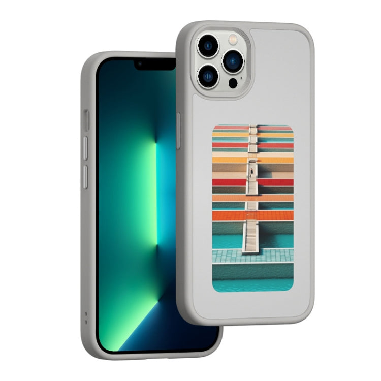 For iPhone 13 Pro Max NFC Four-Color E-ink Screen DIY Phone Case(Gray) - iPhone 13 Pro Max Cases by buy2fix | Online Shopping UK | buy2fix