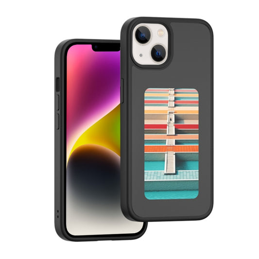 For iPhone 14 NFC Four-Color E-ink Screen DIY Phone Case(Black) - iPhone 14 Cases by buy2fix | Online Shopping UK | buy2fix