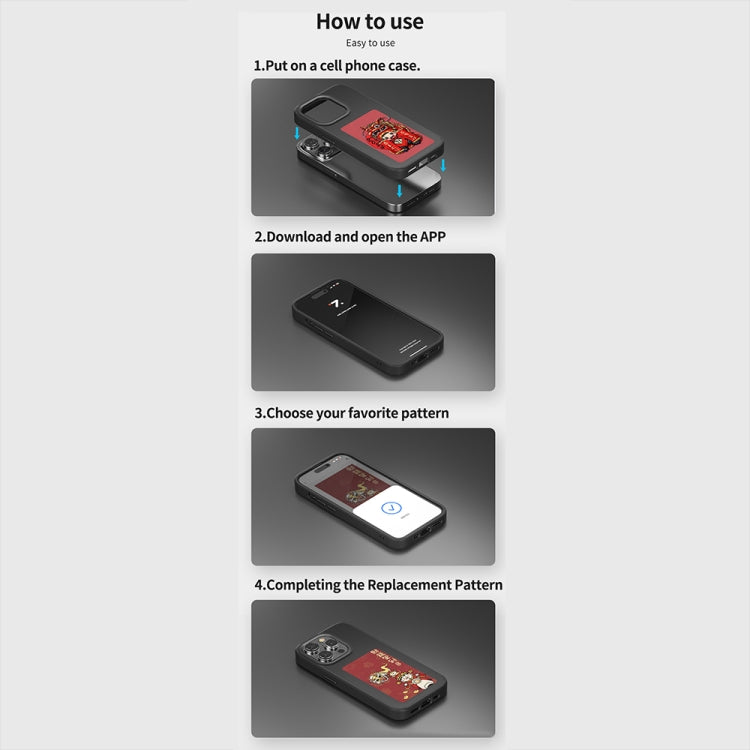For iPhone 13 Pro NFC Four-Color E-ink Screen DIY Phone Case(Gray) - iPhone 13 Pro Cases by buy2fix | Online Shopping UK | buy2fix