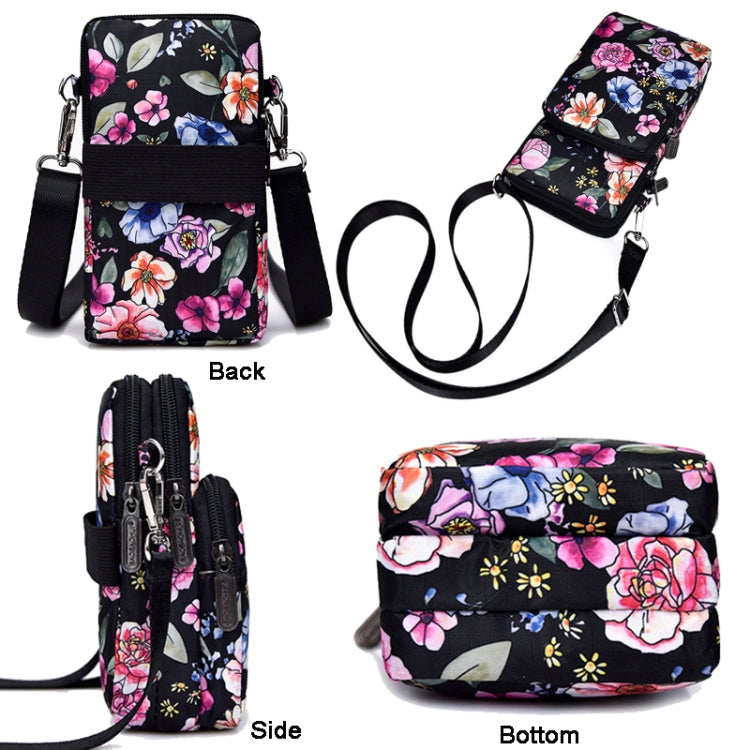 Printed Crossbody Mobile Phone Bag Mini Wallet With Arm Band, Style: Colorful Flower by buy2fix