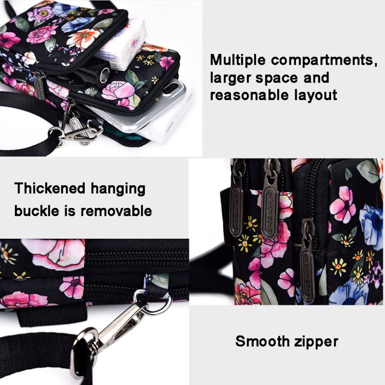 Printed Crossbody Mobile Phone Bag Mini Wallet With Arm Band, Style: Colorful Flower by buy2fix