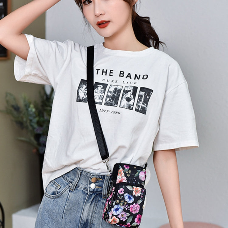 Printed Crossbody Mobile Phone Bag Mini Wallet With Arm Band, Style: Colorful Flower by buy2fix
