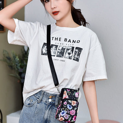 Printed Crossbody Mobile Phone Bag Mini Wallet With Arm Band, Style: Colorful Flower by buy2fix