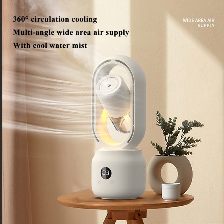 HX872 Humidification Spray Bladeless Fan Digital Silent Desktop Night Light Table Fan(Blue) - Electric Fans by buy2fix | Online Shopping UK | buy2fix