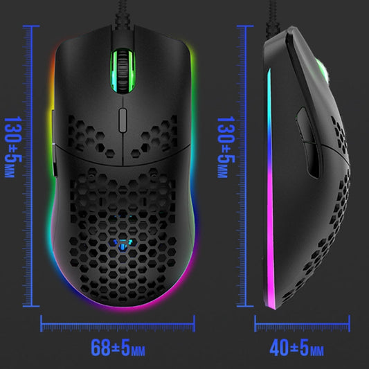 XUNSVFOX XYH90 Wired Hollow Hole Mouse RGB Illuminated Macro Programming Gaming Mouse(Black) by XUNSVFOX