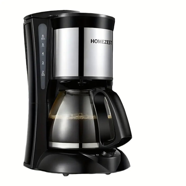 HOMEZEST 600W 0.65L  Automatic Drip Coffee Maker with Glass Carafe 2-6 Cup Capacity(323 Black EU Plug) - Coffee Tools by HOMEZEST | Online Shopping UK | buy2fix