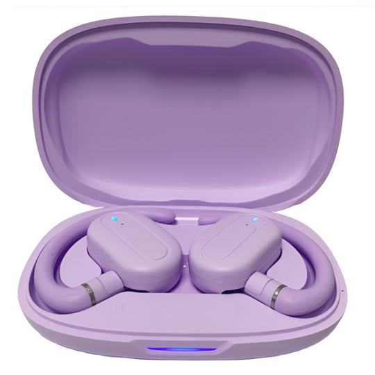 Hanger Type Stereo Outside Sound Bluetooth Earphones With Charging Bin(Purple)