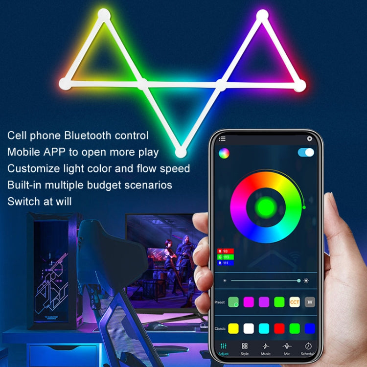 JSK-P22 5V Bluetooth RGB Stitching Light E-Sports Atmosphere Decorative Lamp, Style: 9 Sections+USB To DC Line+EU Plug(Black) by buy2fix