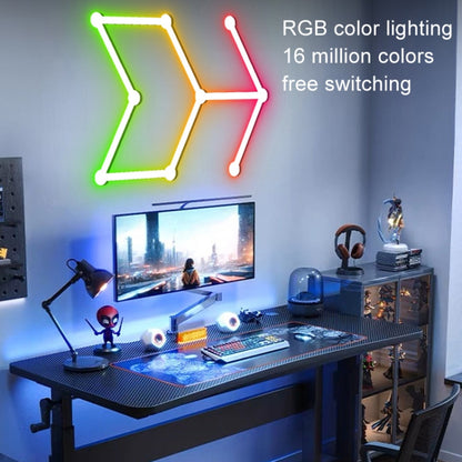 JSK-P22 5V Bluetooth RGB Stitching Light E-Sports Atmosphere Decorative Lamp, Style: 9 Sections+USB To DC Line+US Plug(Black) - Novelty Lighting by buy2fix | Online Shopping UK | buy2fix