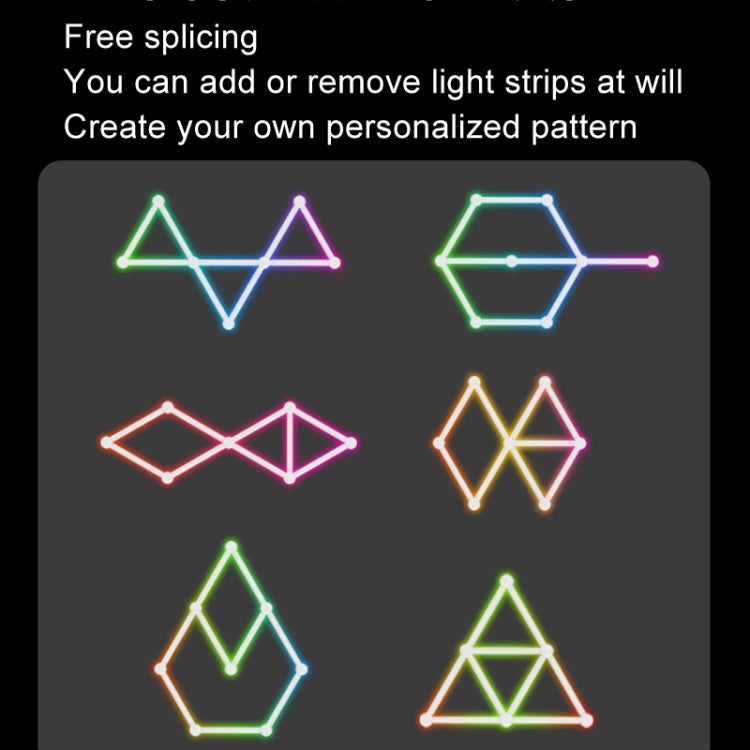 JSK-P22 5V Bluetooth RGB Stitching Light E-Sports Atmosphere Decorative Lamp, Style: 9 Sections+USB To DC Line+EU Plug(Black) by buy2fix