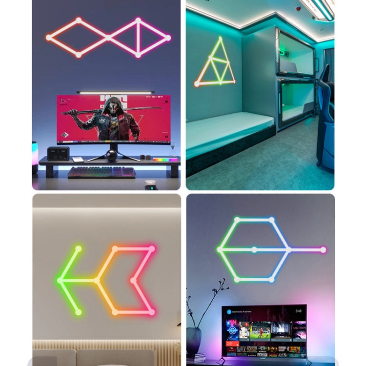 JSK-P22 5V Bluetooth RGB Stitching Light E-Sports Atmosphere Decorative Lamp, Style: 9 Sections+USB To DC Line(White) - Novelty Lighting by buy2fix | Online Shopping UK | buy2fix