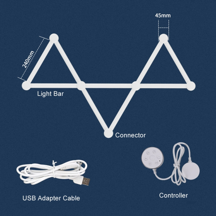 JSK-P22 5V Bluetooth RGB Stitching Light E-Sports Atmosphere Decorative Lamp, Style: 9 Sections+USB To DC Line+EU Plug(White) - Novelty Lighting by buy2fix | Online Shopping UK | buy2fix