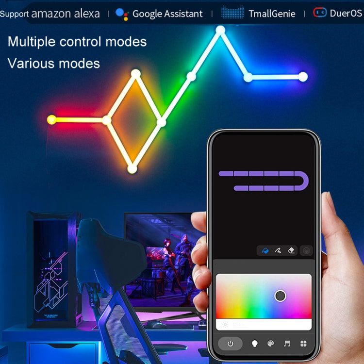 JSK-P26 Smart WiFi Bluetooth Version RGB Direct Illumination Phantom Splicing Light, Support Amazon Alexa / Google Assistant / DuerOS, Style: 9 Sections+UK Plug Adapter(White) - Novelty Lighting by buy2fix | Online Shopping UK | buy2fix