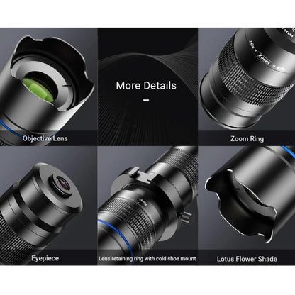 APEXEL APL-20-40XCR50 20-40X Phone Zoom Lens Kit with Adjustable 42-129cm Tripod HD Telephoto Lens for Moon, Concert Photography - Lens & Accessories by APEXEL | Online Shopping UK | buy2fix