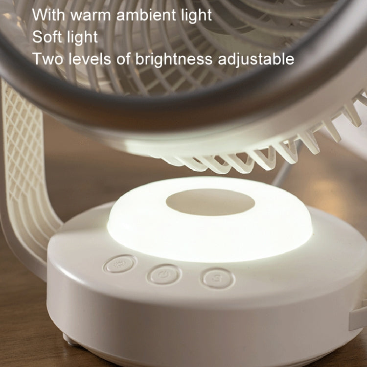 Air Circulation Fan Automatic Oscillating Head Desktop Fan With LED Light(White) - Electric Fans by buy2fix | Online Shopping UK | buy2fix