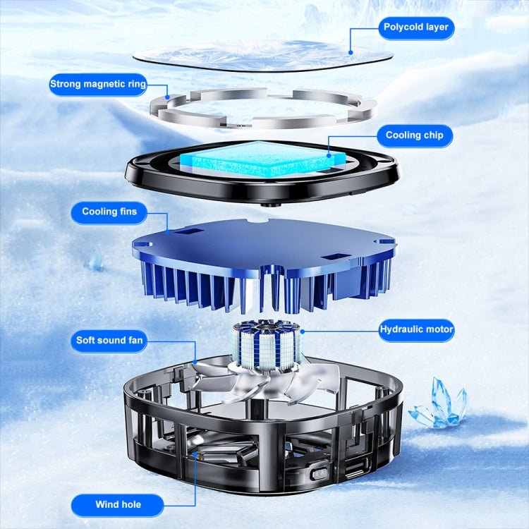 X76 Magnetic Digital Display Semiconductor Mobile Phone Radiator with Chip(Black Gold) - Cooling Fan Radiator by buy2fix | Online Shopping UK | buy2fix