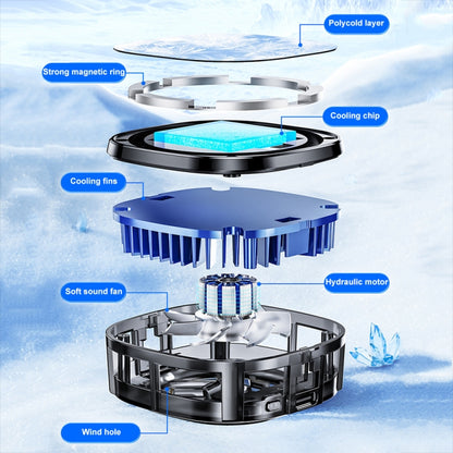 X76 Magnetic Digital Display Semiconductor Mobile Phone Radiator with Chip(Black Gold) - Cooling Fan Radiator by buy2fix | Online Shopping UK | buy2fix