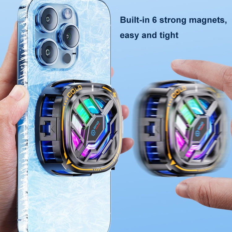 X76 Magnetic Digital Display Semiconductor Mobile Phone Radiator with Chip(Black Gold) - Cooling Fan Radiator by buy2fix | Online Shopping UK | buy2fix