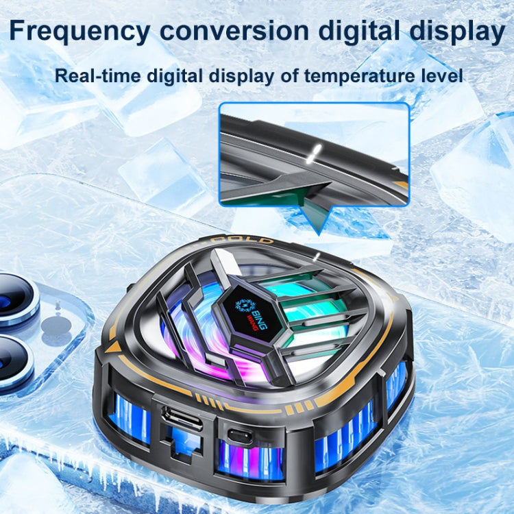 X76 Magnetic Digital Display Semiconductor Mobile Phone Radiator with Chip(Black Gold) - Cooling Fan Radiator by buy2fix | Online Shopping UK | buy2fix