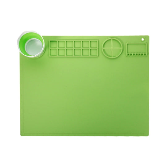 50x40cm Silicone Double Bowl Painting Pad Graffiti Oil Painting Mat Erasable and Washable Silicone Pad(Green)