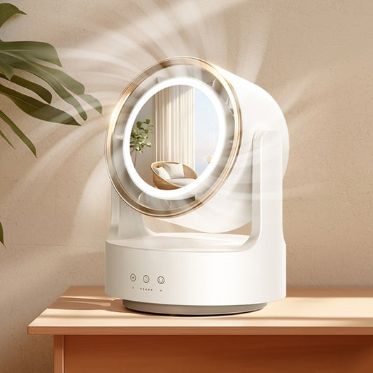 3 In 1 Multifunctional Desktop Fan with LED Light Cosmetic Mirror USB Plug Non-Oscillating by buy2fix
