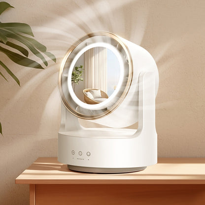 3 In 1 Multifunctional Desktop Fan with LED Light Cosmetic Mirror Rechargeable Oscillating by buy2fix