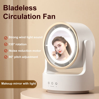 3 In 1 Multifunctional Desktop Fan with LED Light Cosmetic Mirror Rechargeable Oscillating by buy2fix