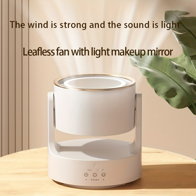 3 In 1 Multifunctional Desktop Fan with LED Light Cosmetic Mirror Rechargeable Oscillating by buy2fix