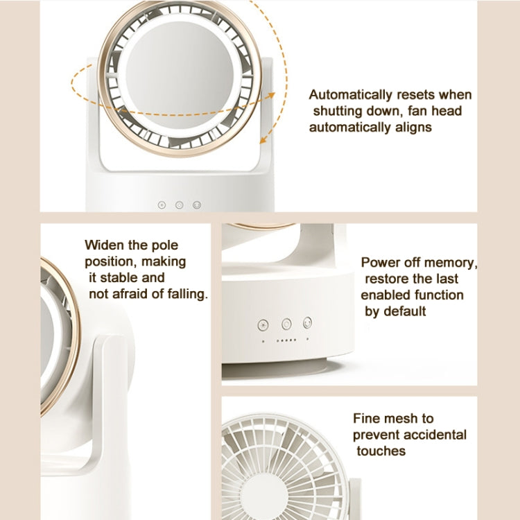 3 In 1 Multifunctional Desktop Fan with LED Light Cosmetic Mirror USB Plug Non-Oscillating - Electric Fans by buy2fix | Online Shopping UK | buy2fix