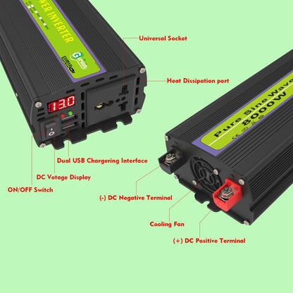 Gurxun 60V-220V 8000W Pure Sine Wave Inverter Car Single Digital Display Voltage Converter - Pure Sine Wave by Gurxun | Online Shopping UK | buy2fix