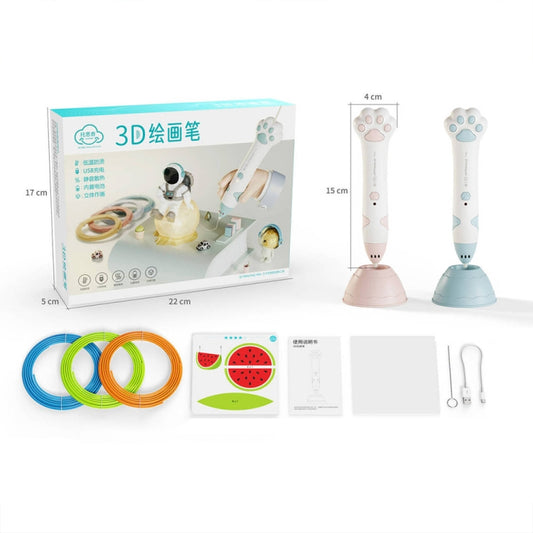 Cat Claw USB Charging Low Temperature 3D Printing Pen Children DIY Graffiti 3D Painting Pen(Sakura Pink) by buy2fix