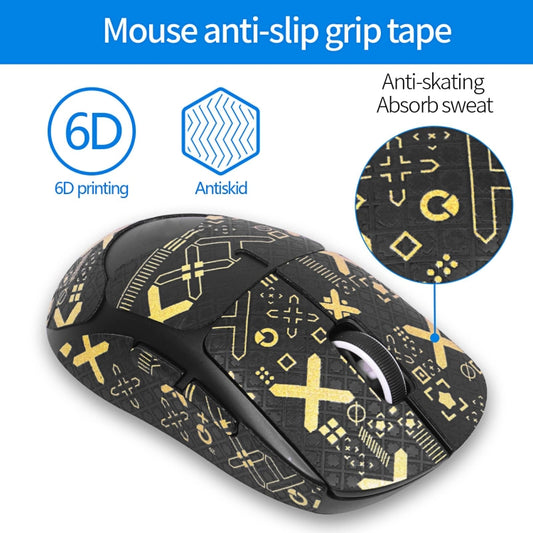 For Logitech GPW 2-Generation Mouse Anti-Slip Stickers Absorb Sweat Paste, Color: Black Gold Print Half Surround by buy2fix