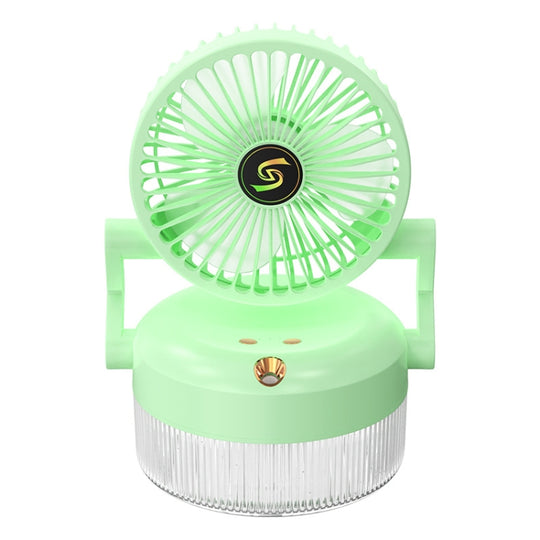 USB Charging Folding Desktop Spray Humidification Fan with Night Light(Green)