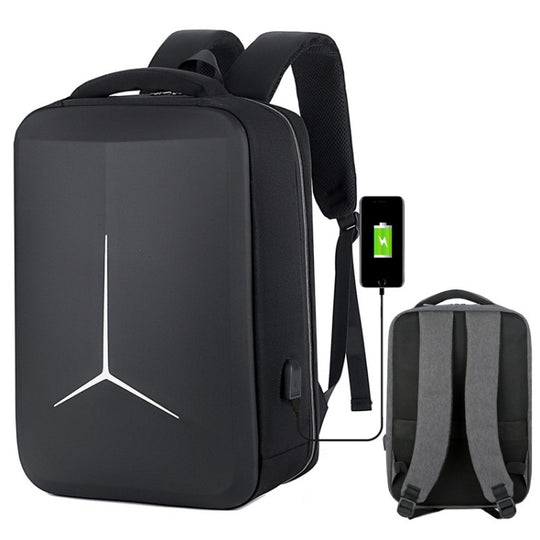 15 inch Large-Capacity Waterproof Business Commuter Laptop Backpack with USB Port(Simplified Black)